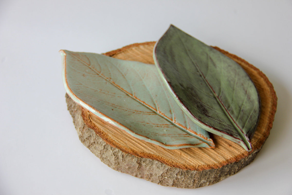 Large Leaf Soap Dish – Handmade Ceramic Leaf Dish 7x4