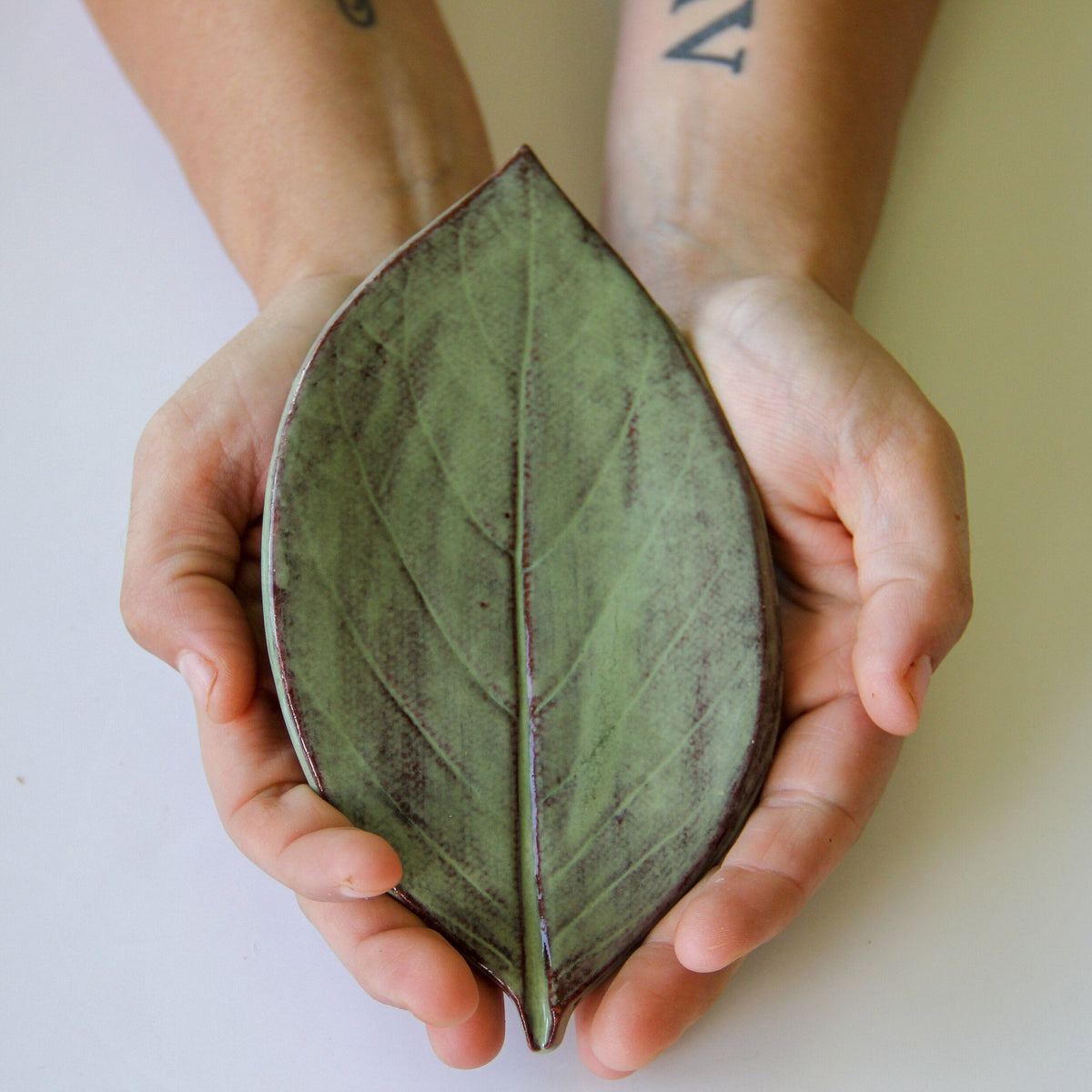 Large Leaf Soap Dish – Handmade Ceramic Leaf Dish 7x4