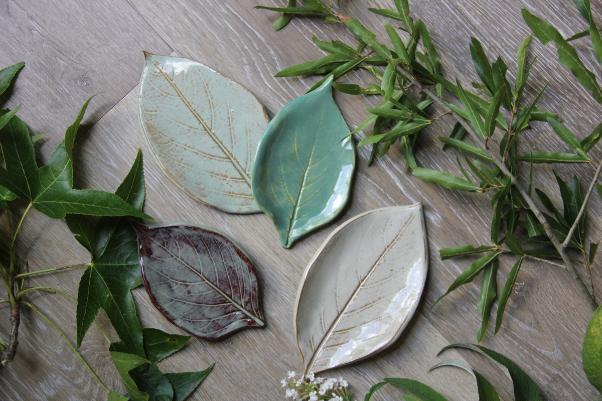 Large Leaf Soap Dish – Handmade Ceramic Leaf Dish 7x4