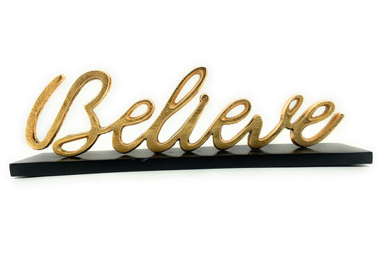 Believe Decorative Home Accent  (12.5", Rustic Golden) - Zenvyra Collective