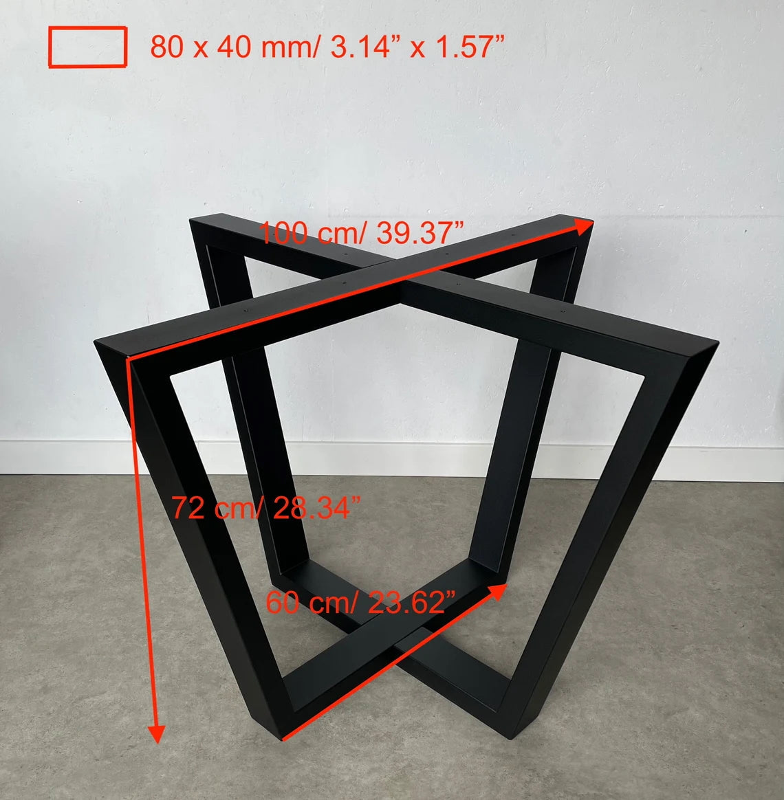 Simple Metal Table Base/Legs Matte Black (D)39" (H)28" (W)39"