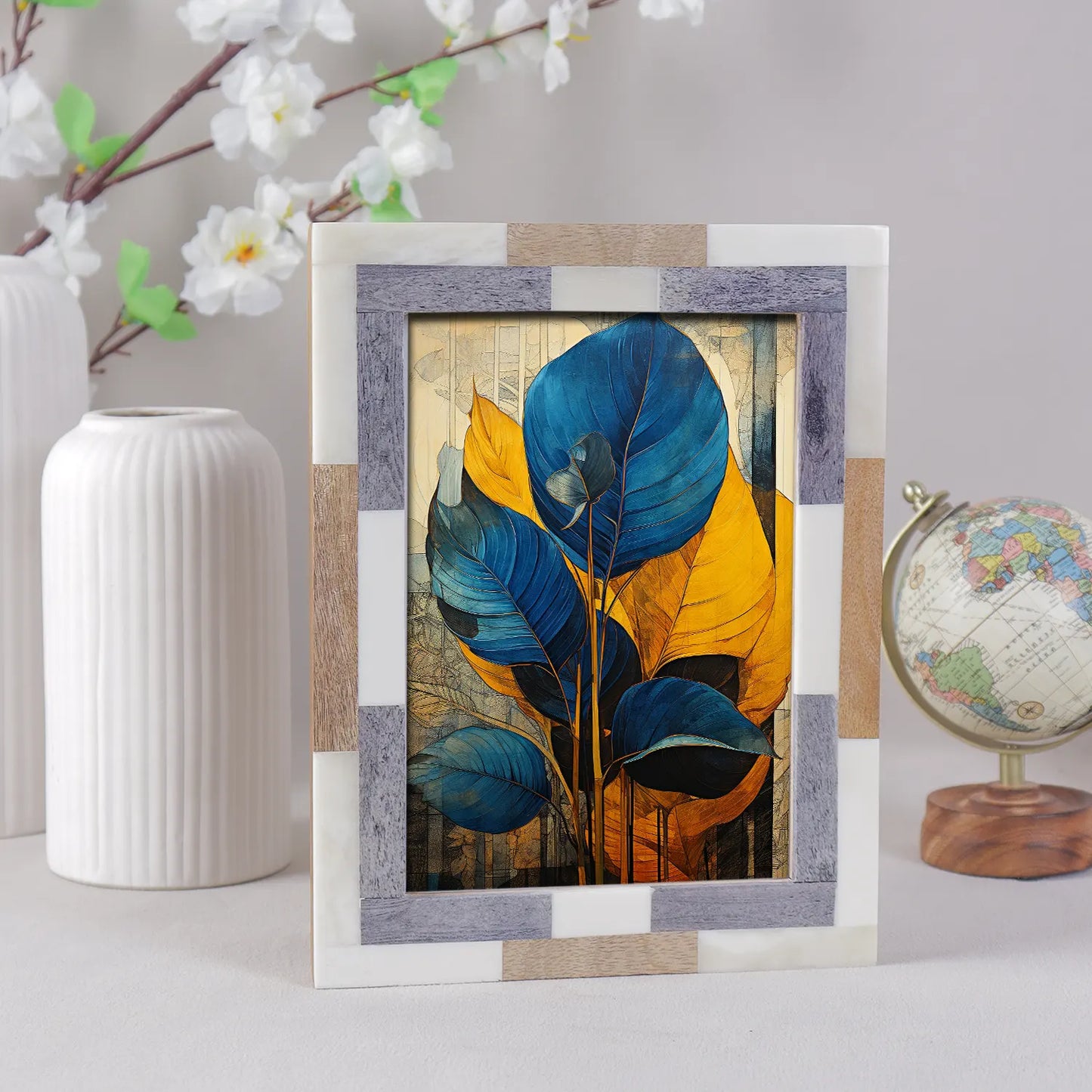 Picture Frame Woodstrip Tile Collection Wood & Bone Inlay Multi – 4x6 & 5x7"