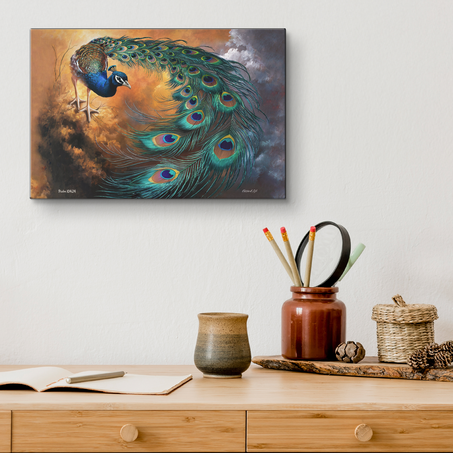 Peacock canvas art print - a vibrant and elegant statement Peacock art piece