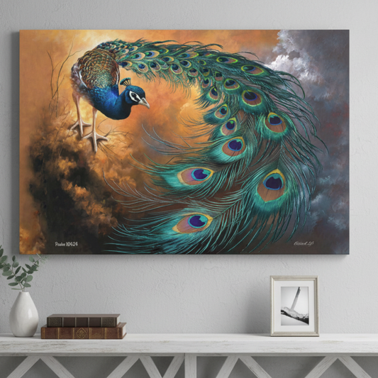 Peacock canvas art print - a vibrant and elegant statement Peacock art piece