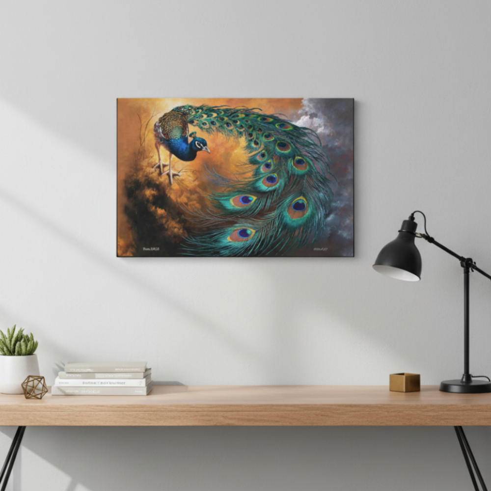 Peacock canvas art print - a vibrant and elegant statement Peacock art piece