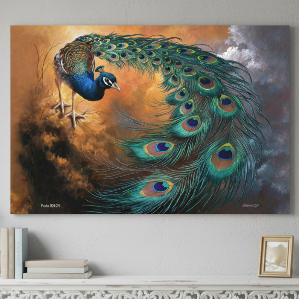 Peacock canvas art print - a vibrant and elegant statement Peacock art piece