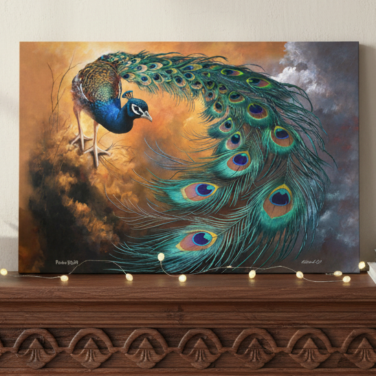 Peacock canvas art print - a vibrant and elegant statement Peacock art piece
