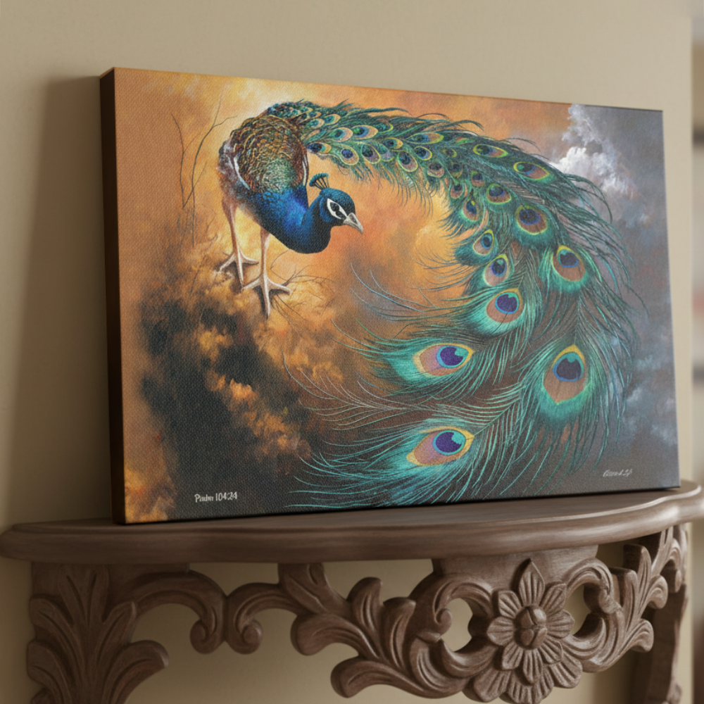 Peacock canvas art print - a vibrant and elegant statement Peacock art piece