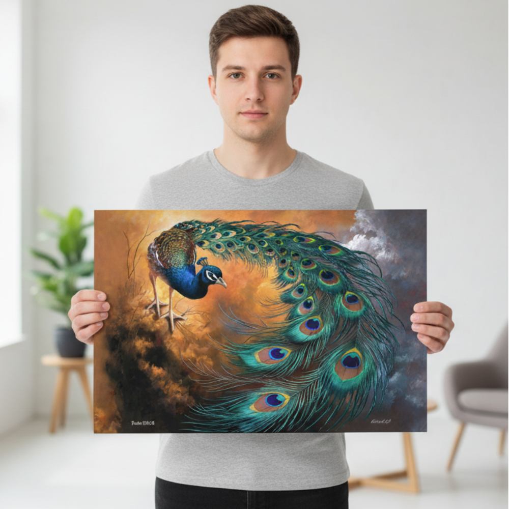 Peacock canvas art print - a vibrant and elegant statement Peacock art piece