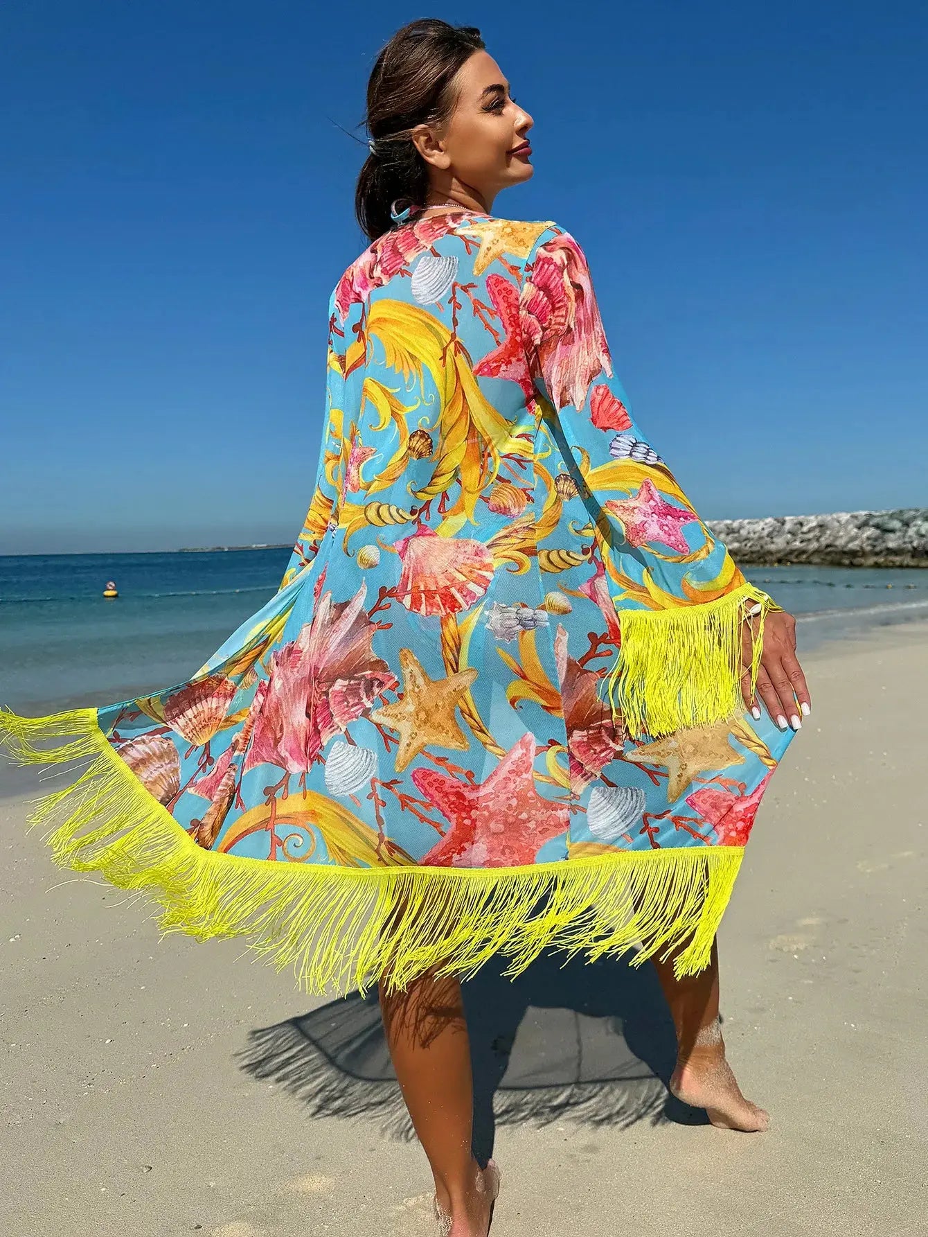 Women's Tassel Drape Swimsuit 3-Piece Beach Cover-Up Set