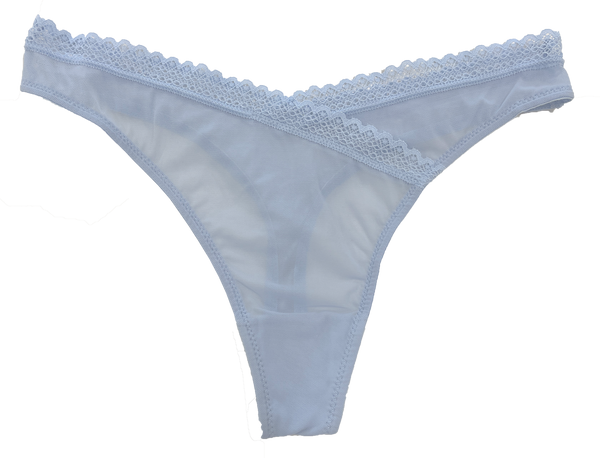 V-Front Mesh Thong with Lace, XS-2X