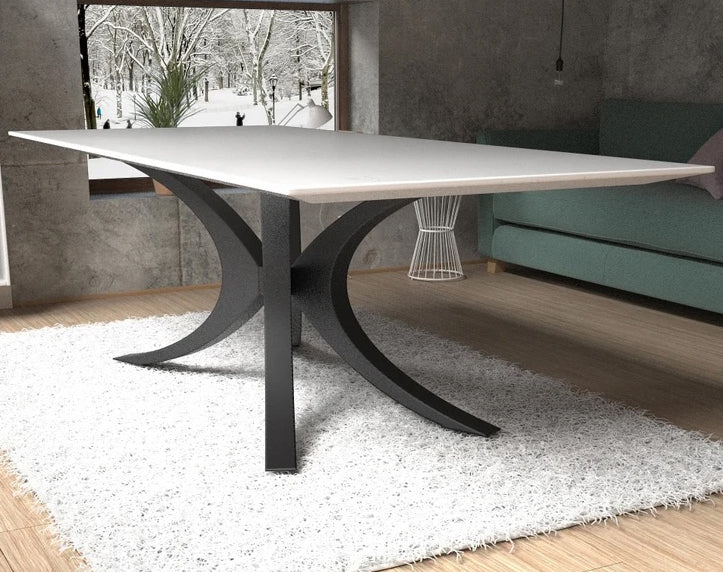 Unique Shape Metal Table Base/Legs Matte Black (D)28.5" (H)28" (W)55"