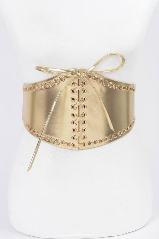 Faux Leather Eyelet Corset Elastic Belt