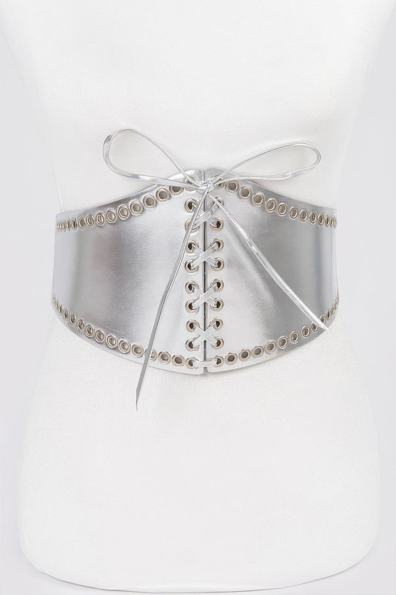 Faux Leather Eyelet Corset Elastic Belt