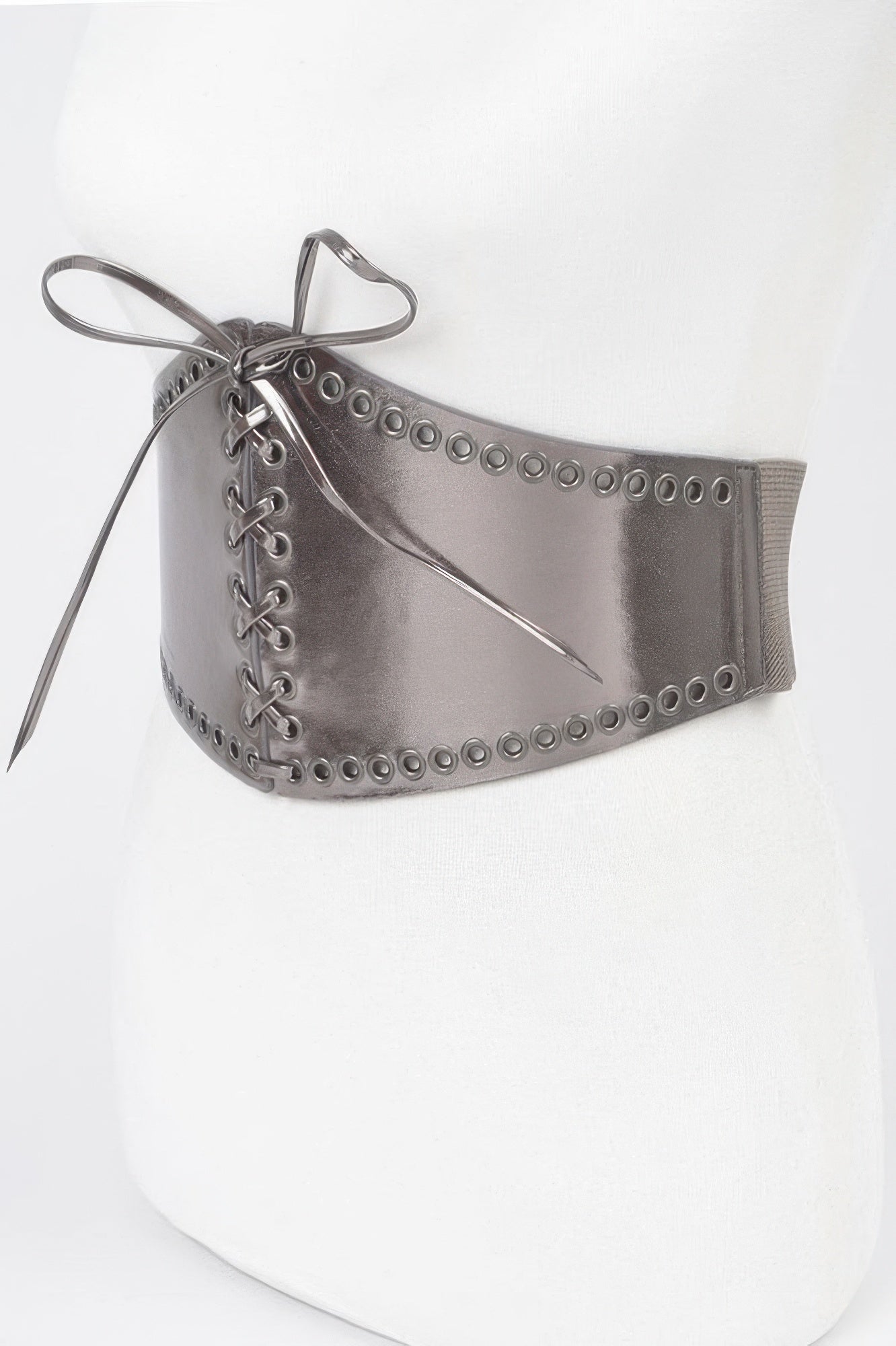 Faux Leather Eyelet Corset Elastic Belt