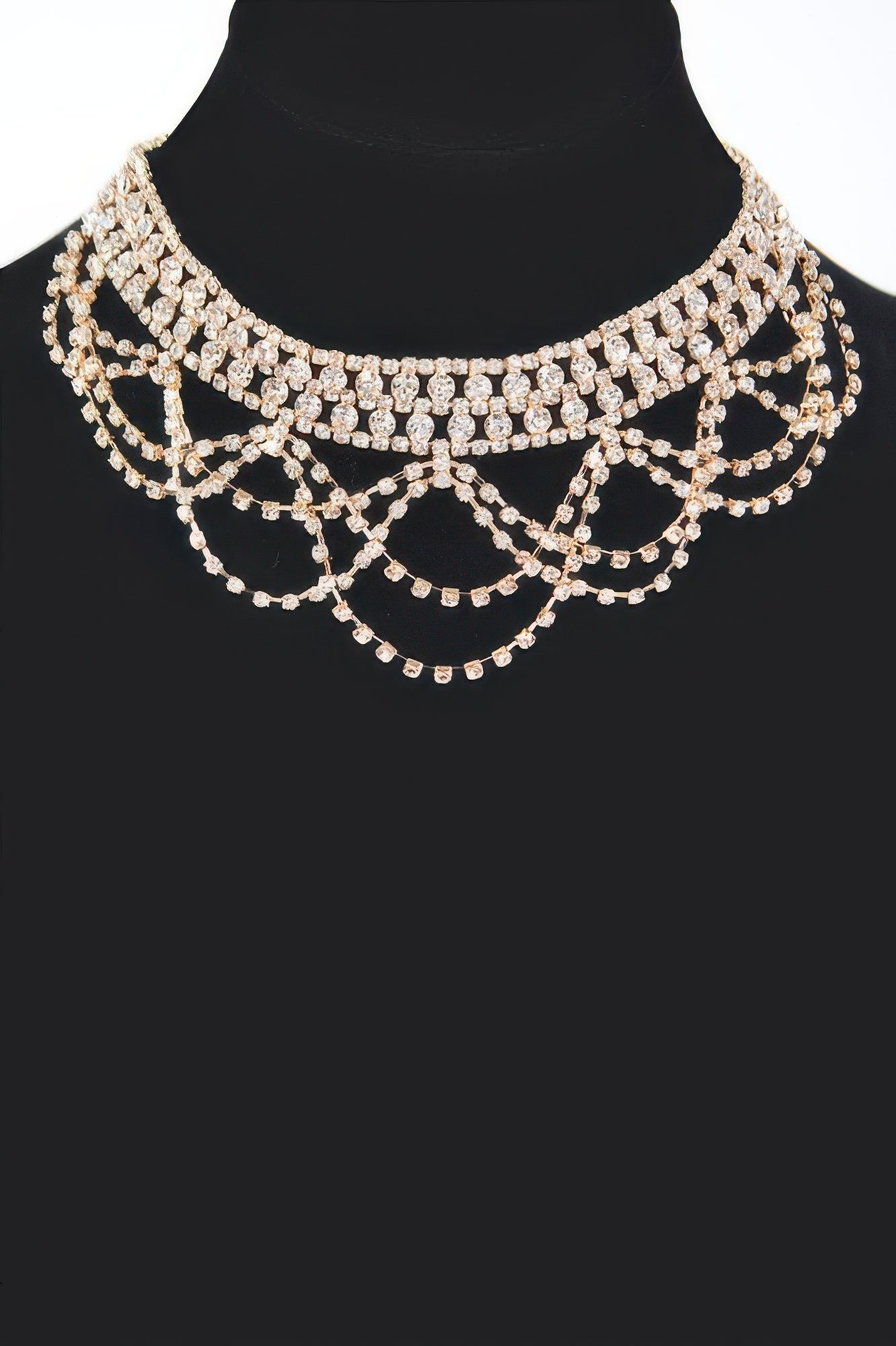 Double Strand Rhinestone Layered Necklace