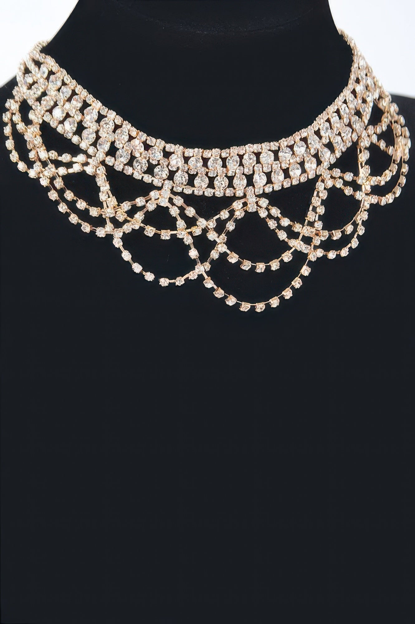 Double Strand Rhinestone Layered Necklace
