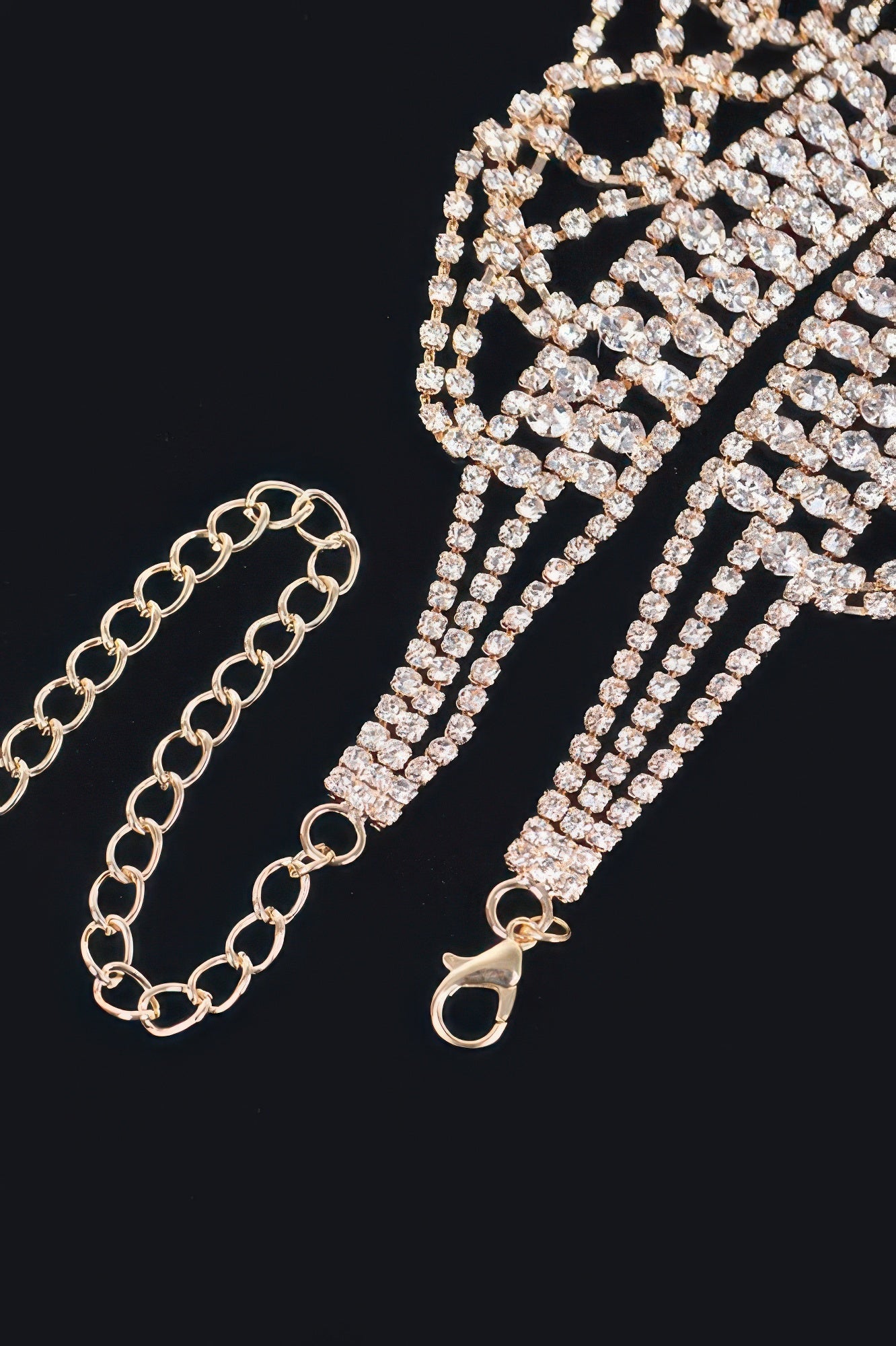 Double Strand Rhinestone Layered Necklace