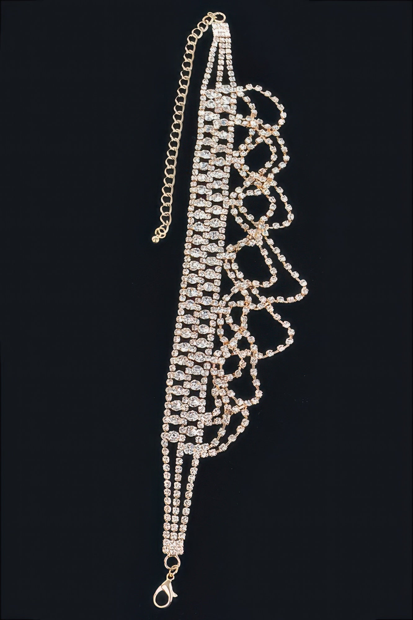 Double Strand Rhinestone Layered Necklace