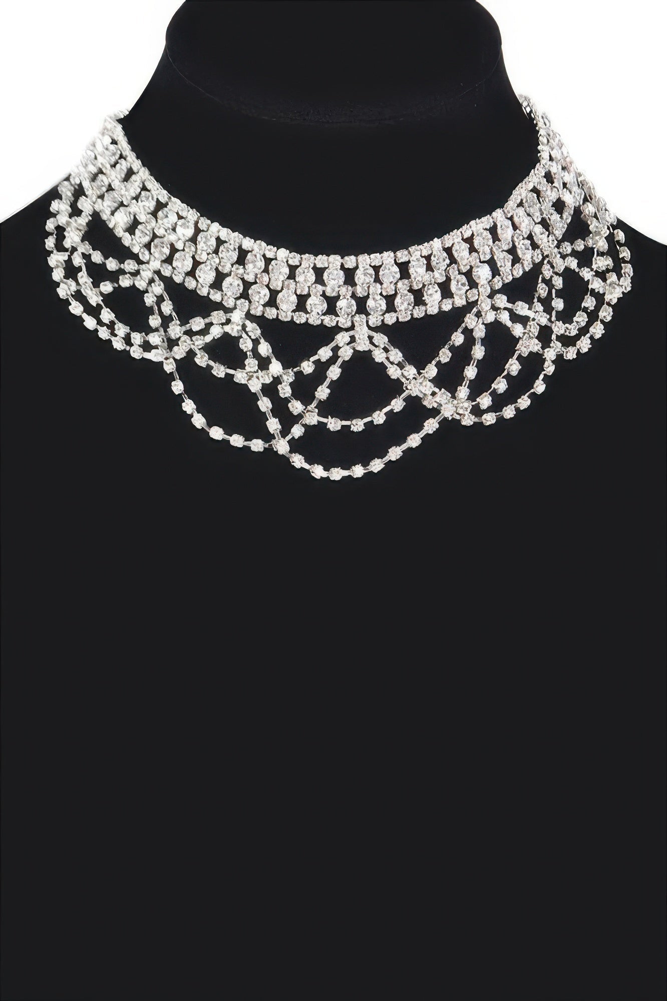 Double Strand Rhinestone Layered Necklace