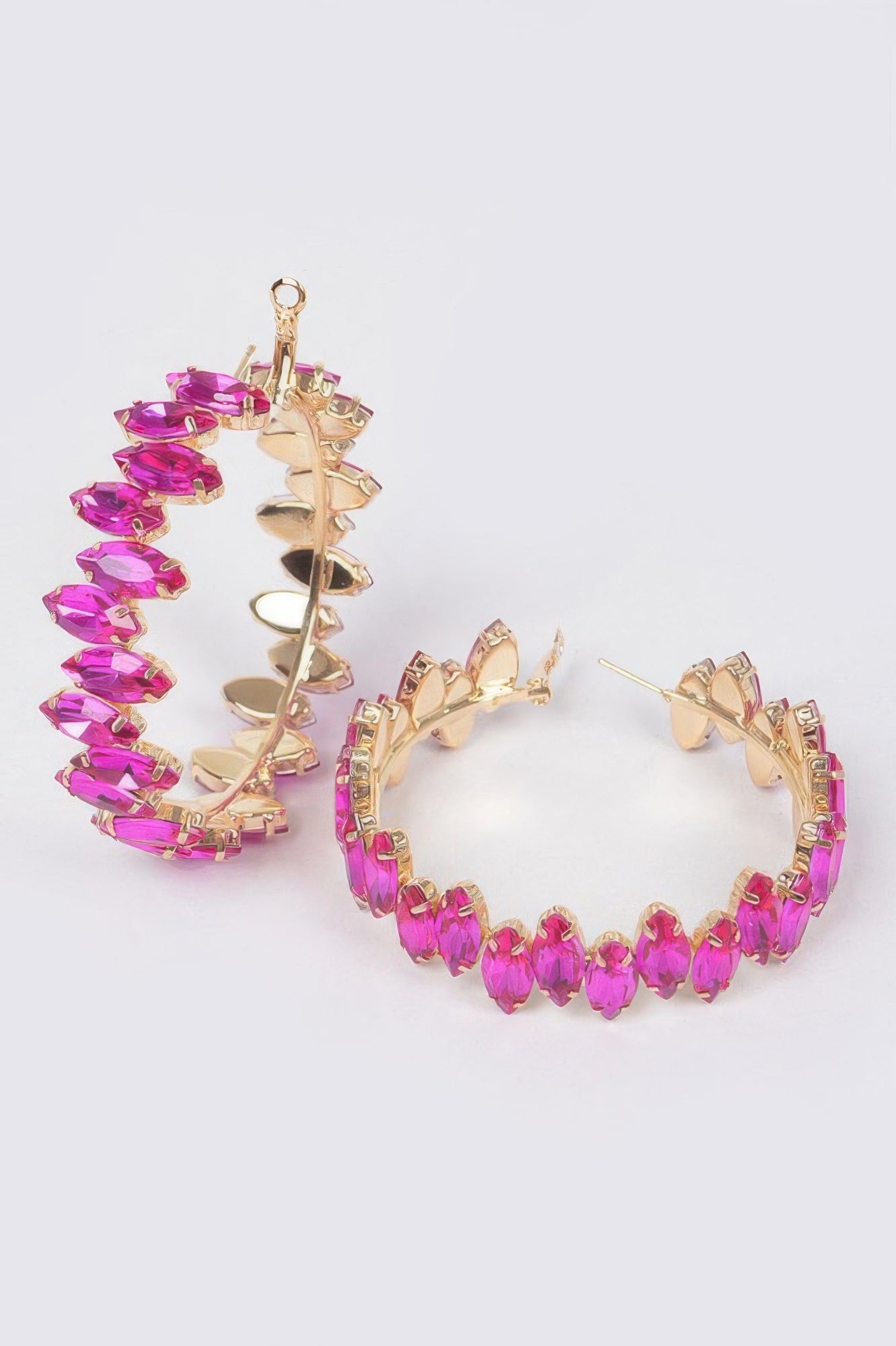 Rhinestone Hoop Earrings 2.5"