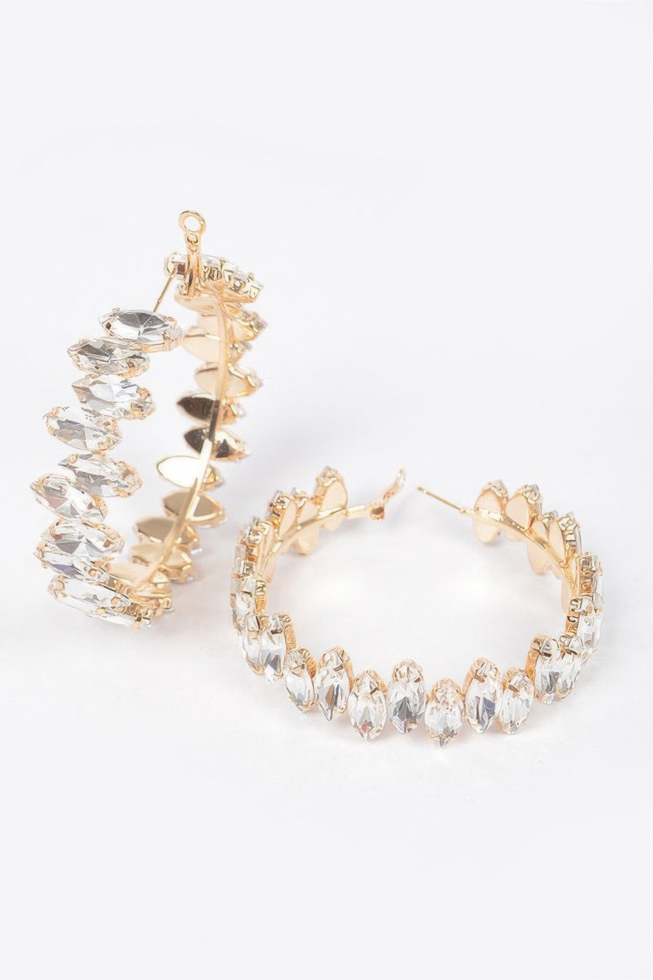 Rhinestone Hoop Earrings 2.5"