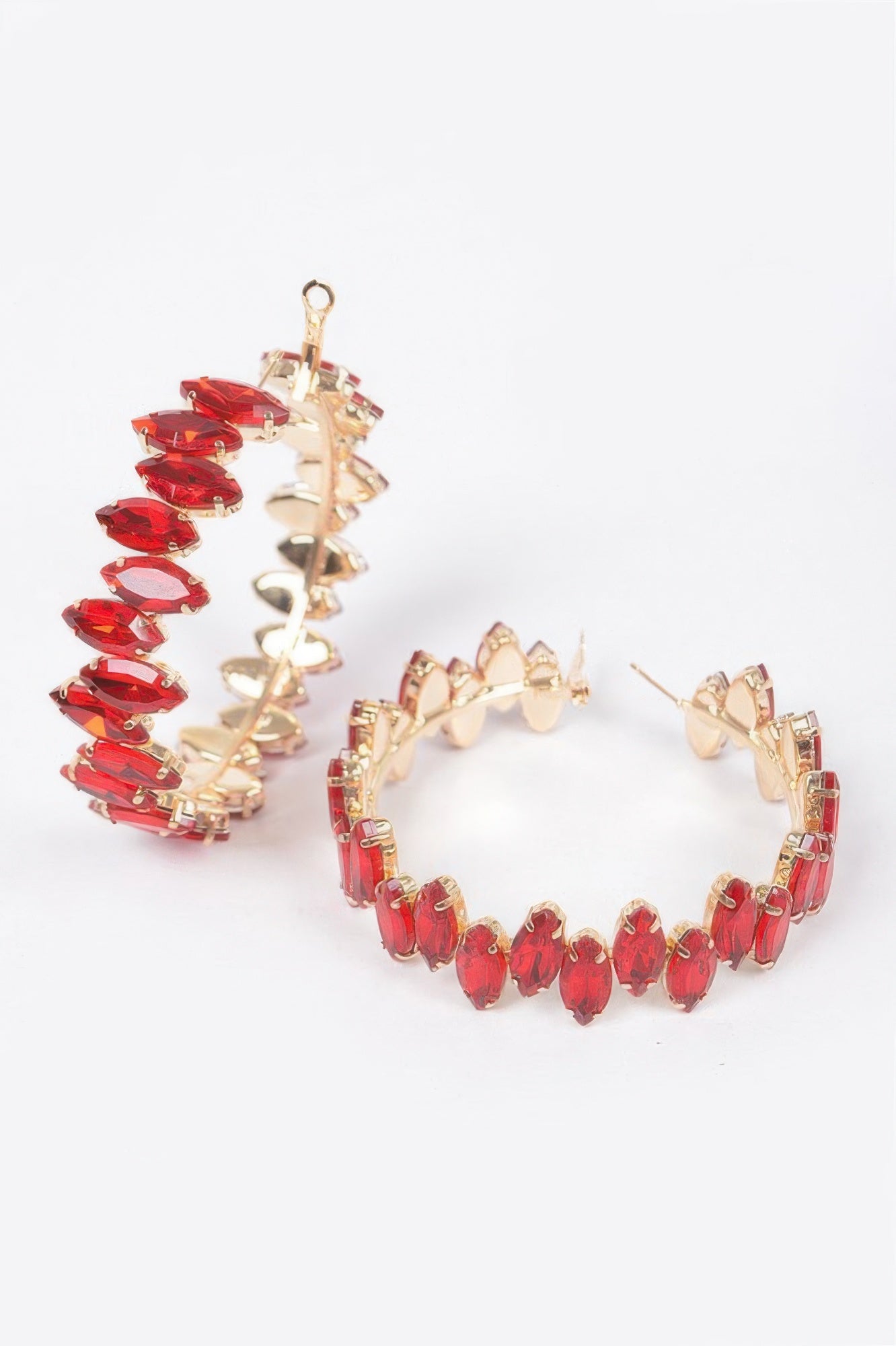 Rhinestone Hoop Earrings 2.5"