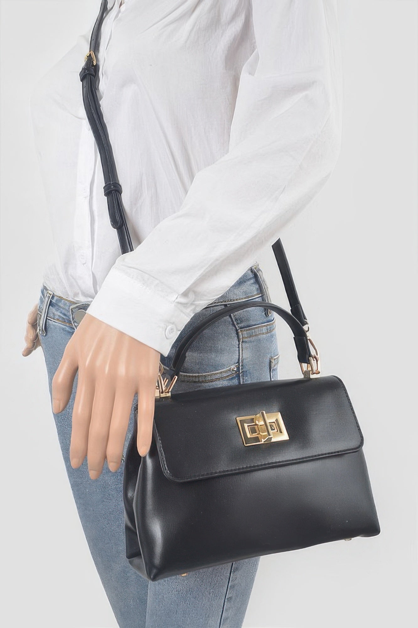 Faux Leather Flap Bag