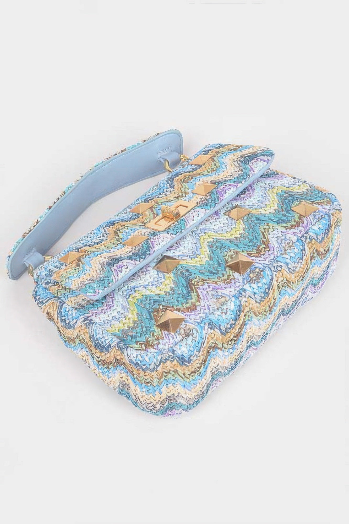 Faux Straw Flap Top Handle Bag