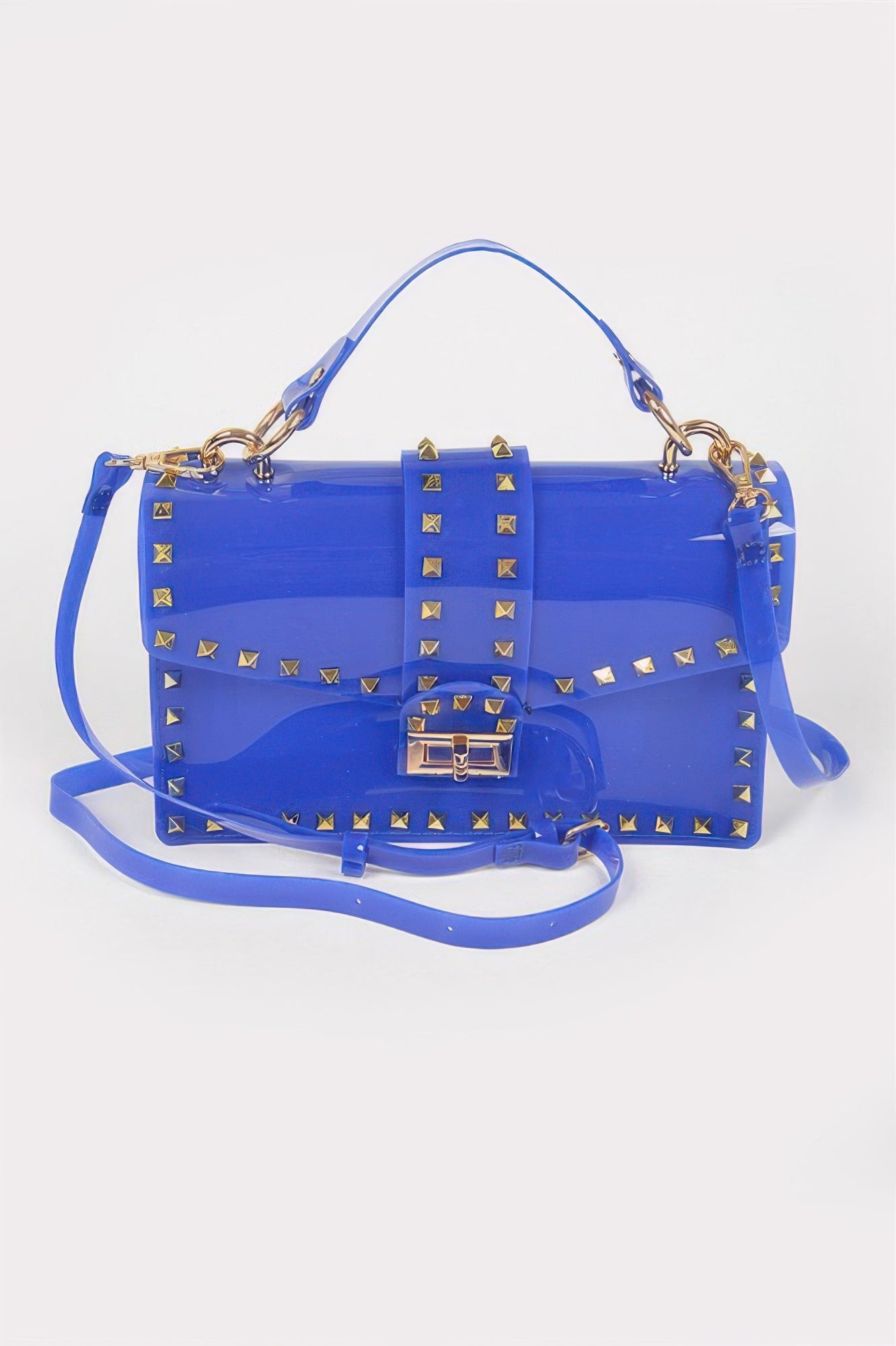 Studded Colorful Transparent Clutch