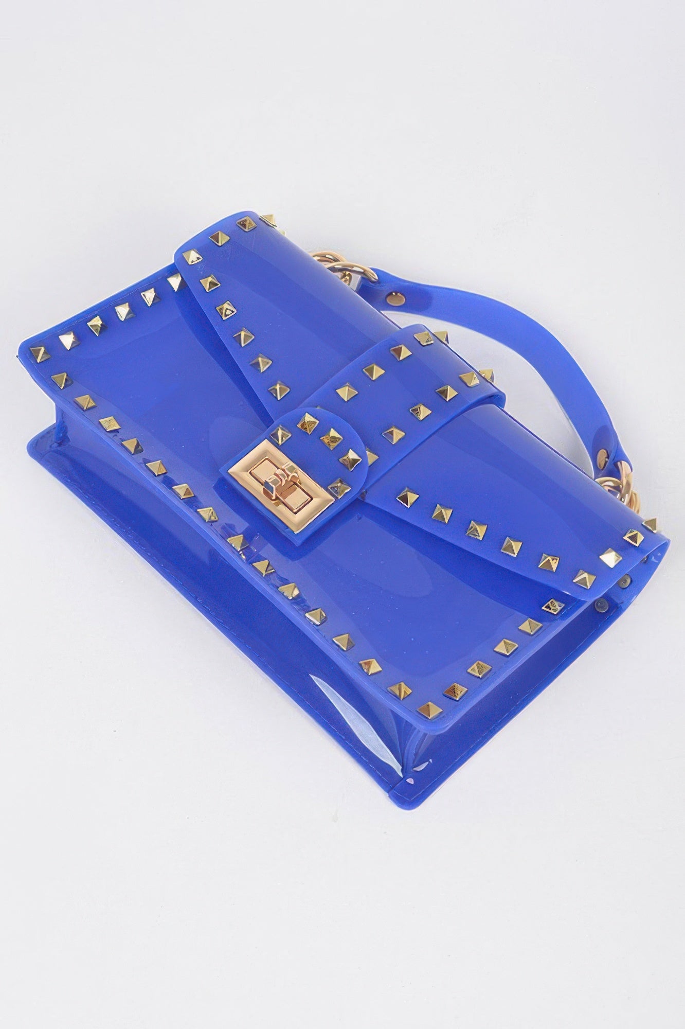 Studded Colorful Transparent Clutch