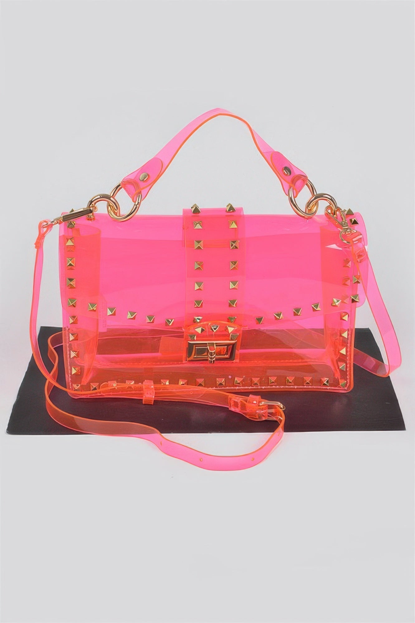 Studded Colorful Transparent Clutch