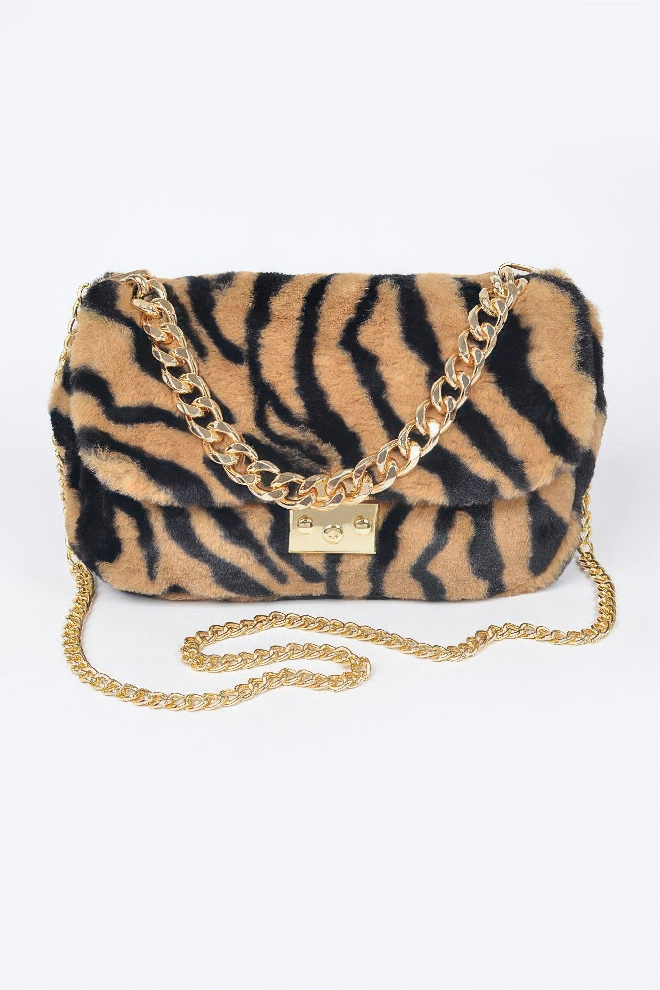 Faux Zebra Fur Shoulder Bag