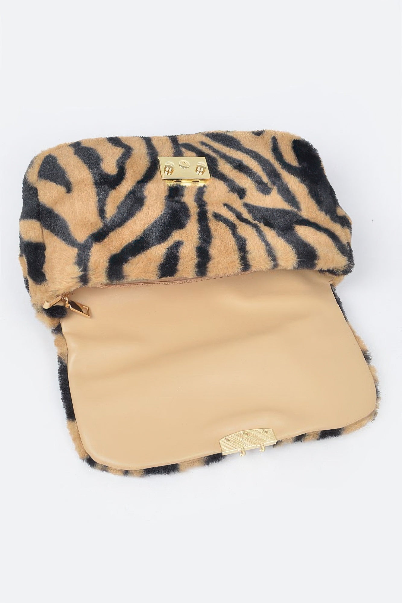 Faux Zebra Fur Shoulder Bag
