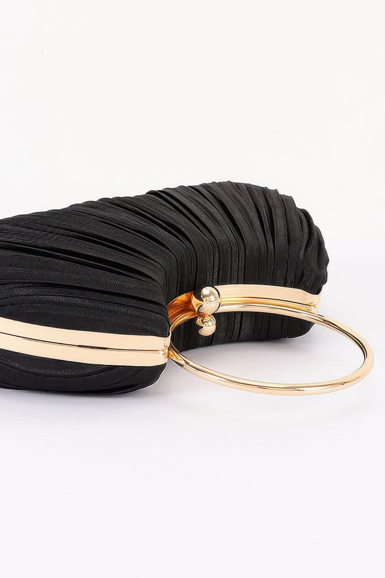 Pleated Fan Clutch Handbag with Chain Strap