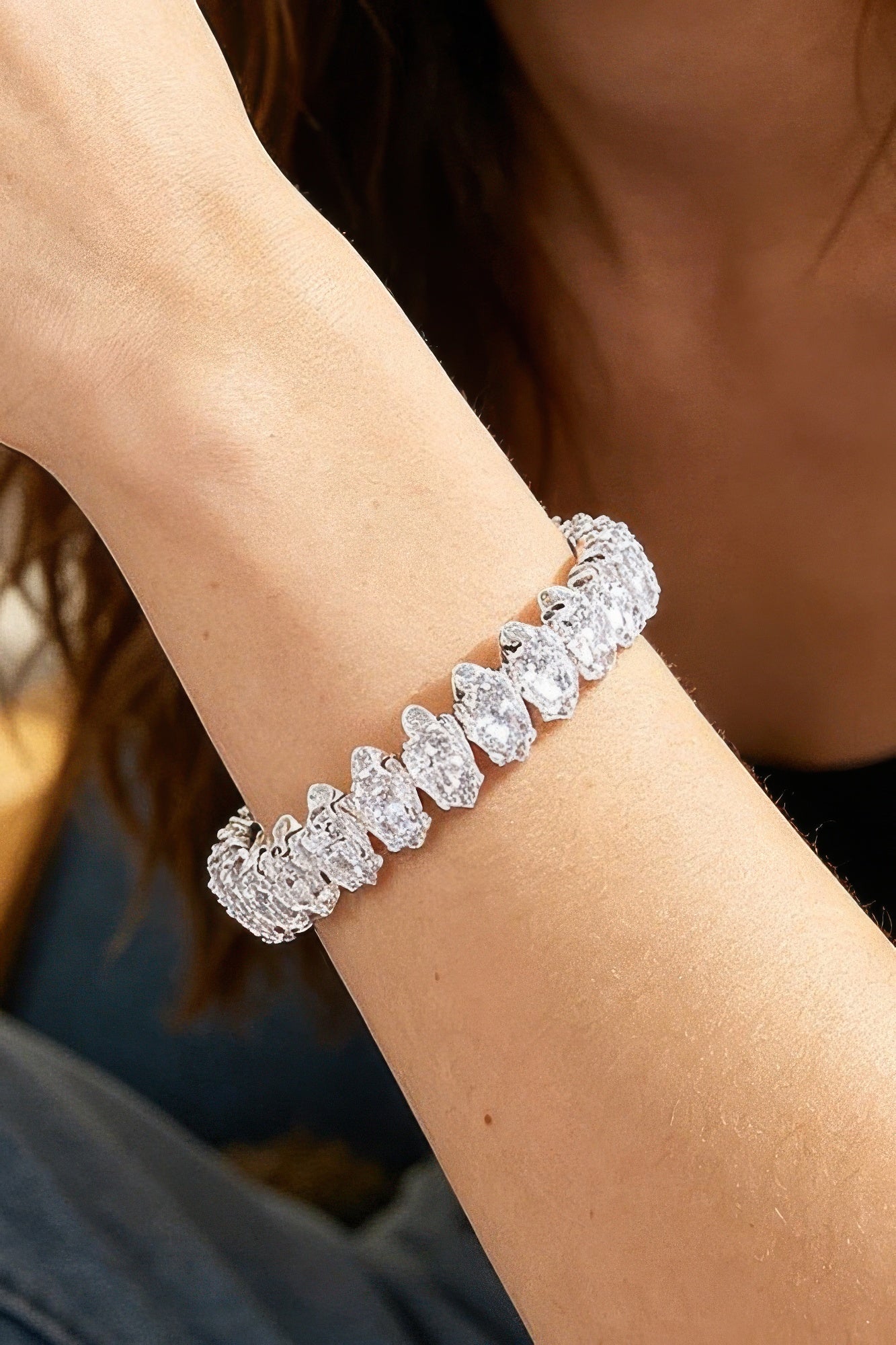 Cubic Zirconia Crystal Cuff Bracelet
