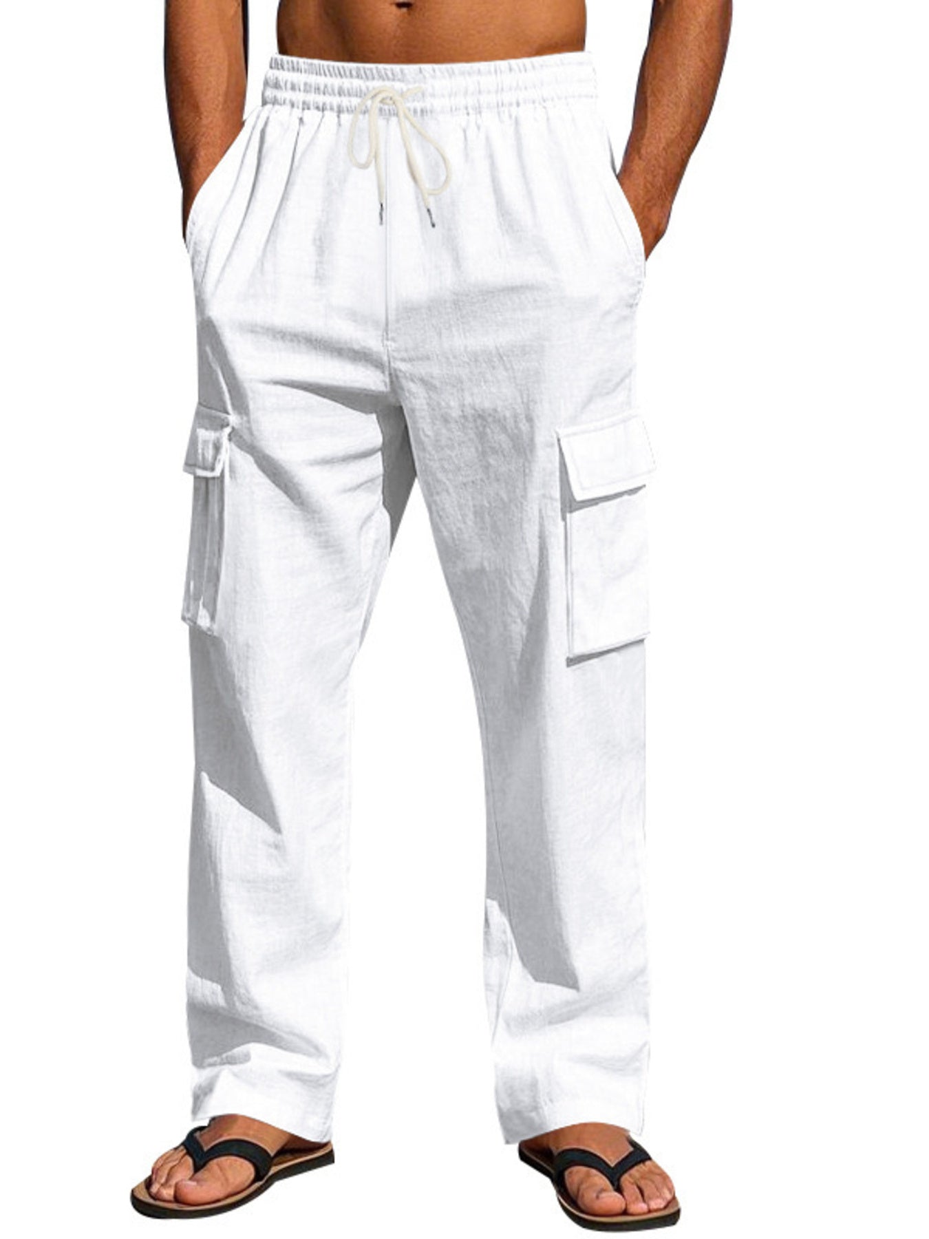 Men's Full Size Relaxed Fit Cargo Drawstring Pants Plus Size