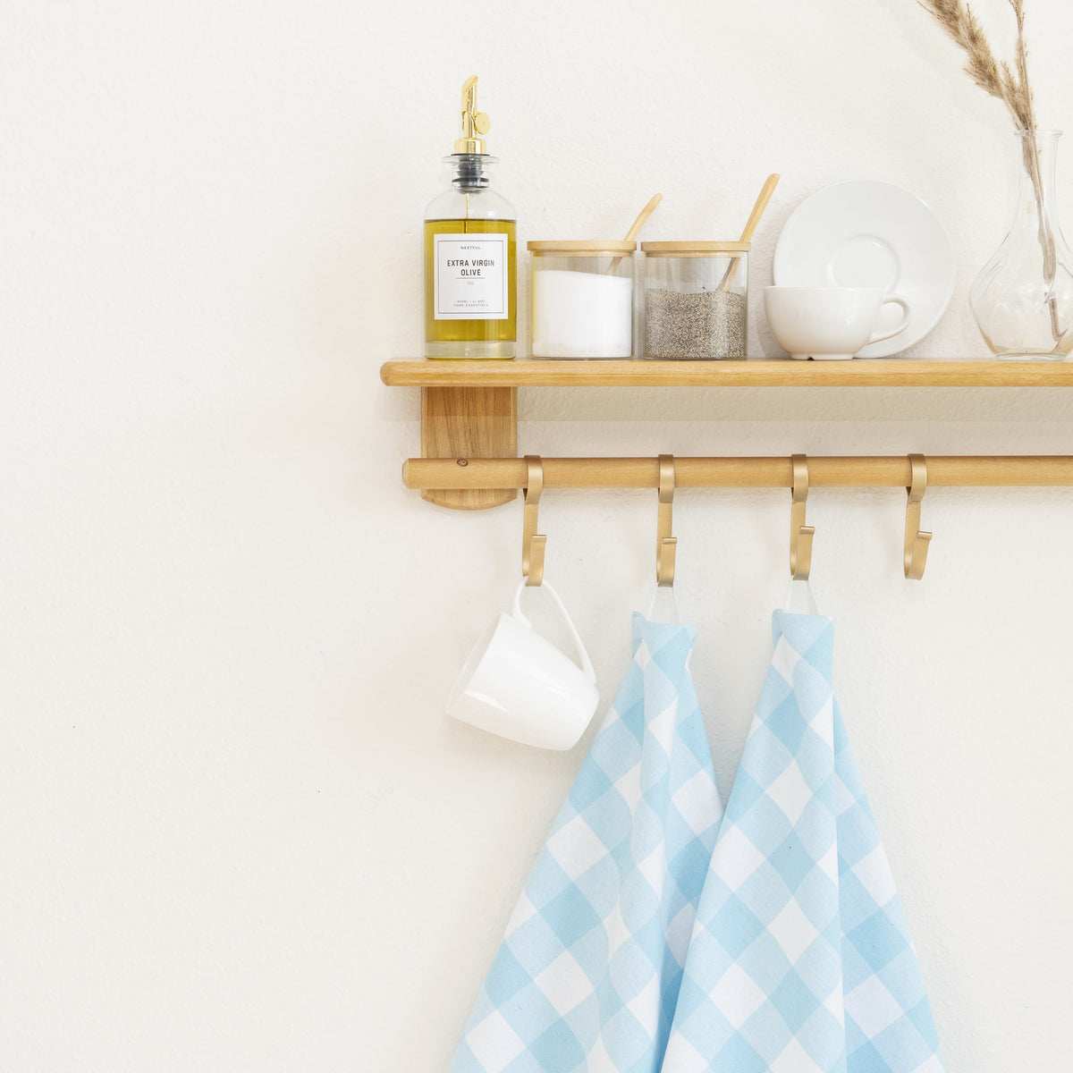 Plaid Kitchen Towels Set of 6 – 100% Organic Cotton, 20x28"