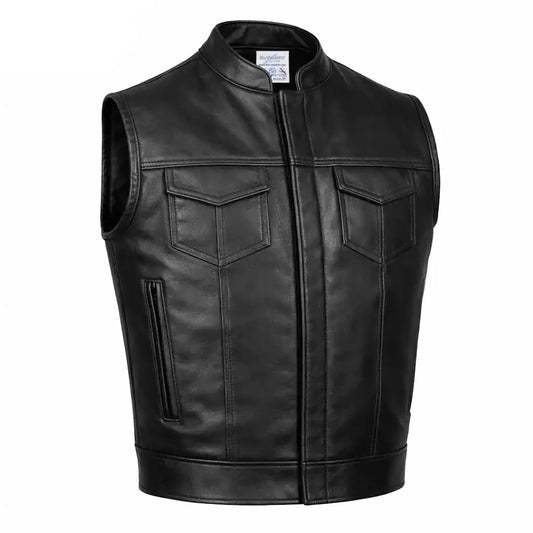 BECK® Men's 566 Black Leather Horsehide Motorcycle Vest | Zenvyra Collective