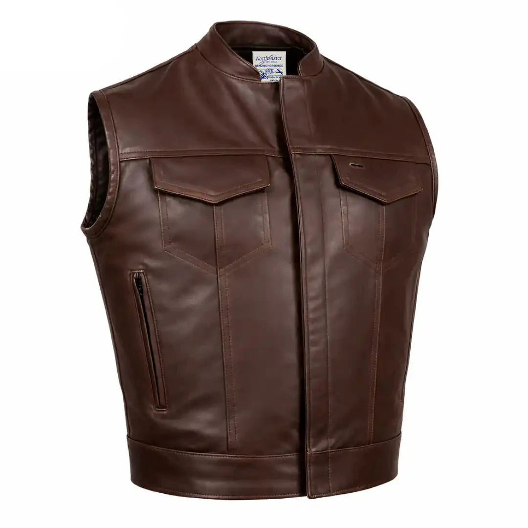 BECK® Men's 566 Brown Horsehide Leather Motorcycle Vest