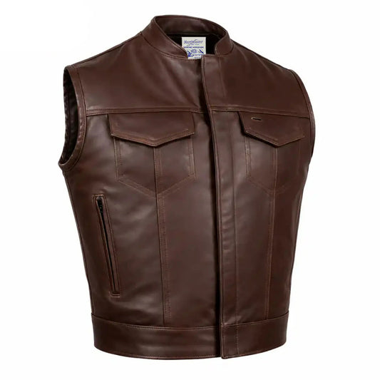 BECK® Men's 566 Brown Horsehide Leather Motorcycle Vest | Zenvyra Collective