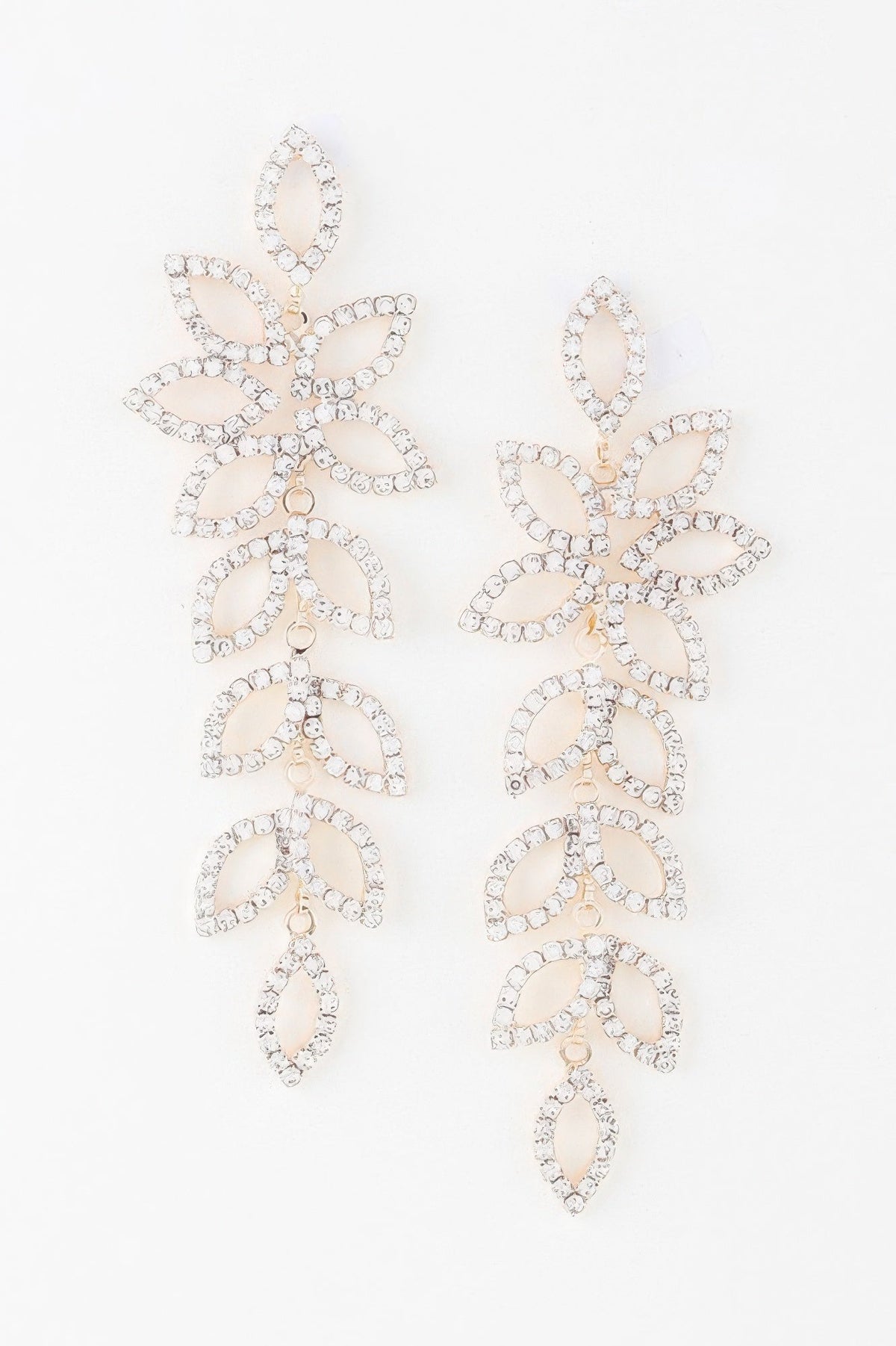 Bejeweled Flower Petal Drop Earrings