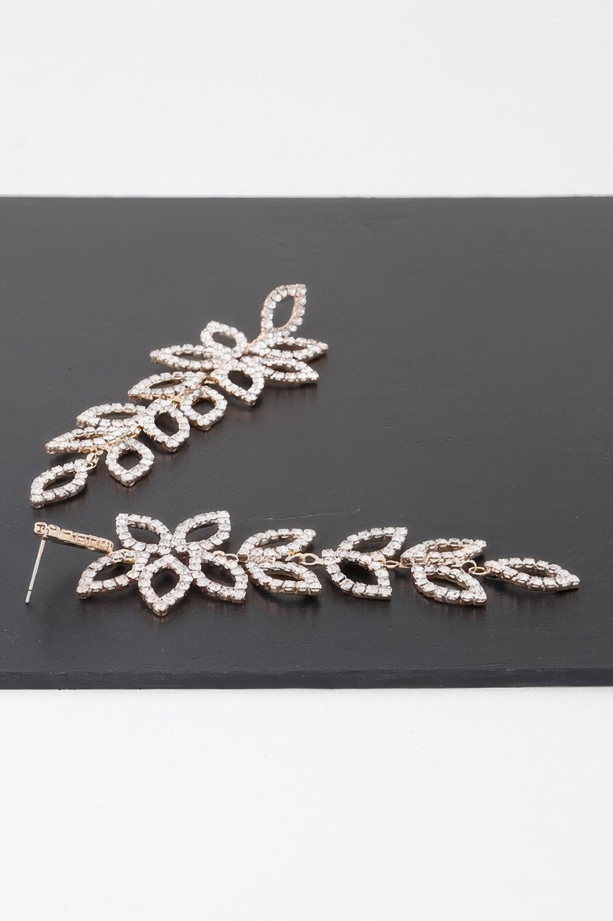 Bejeweled Flower Petal Drop Earrings