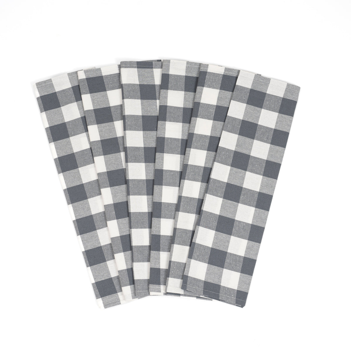 Plaid Kitchen Towels Set of 6 – 100% Organic Cotton, 20x28"