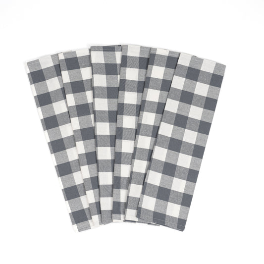 Plaid Kitchen Towels Set of 6 – 100% Organic Cotton, 20x28"