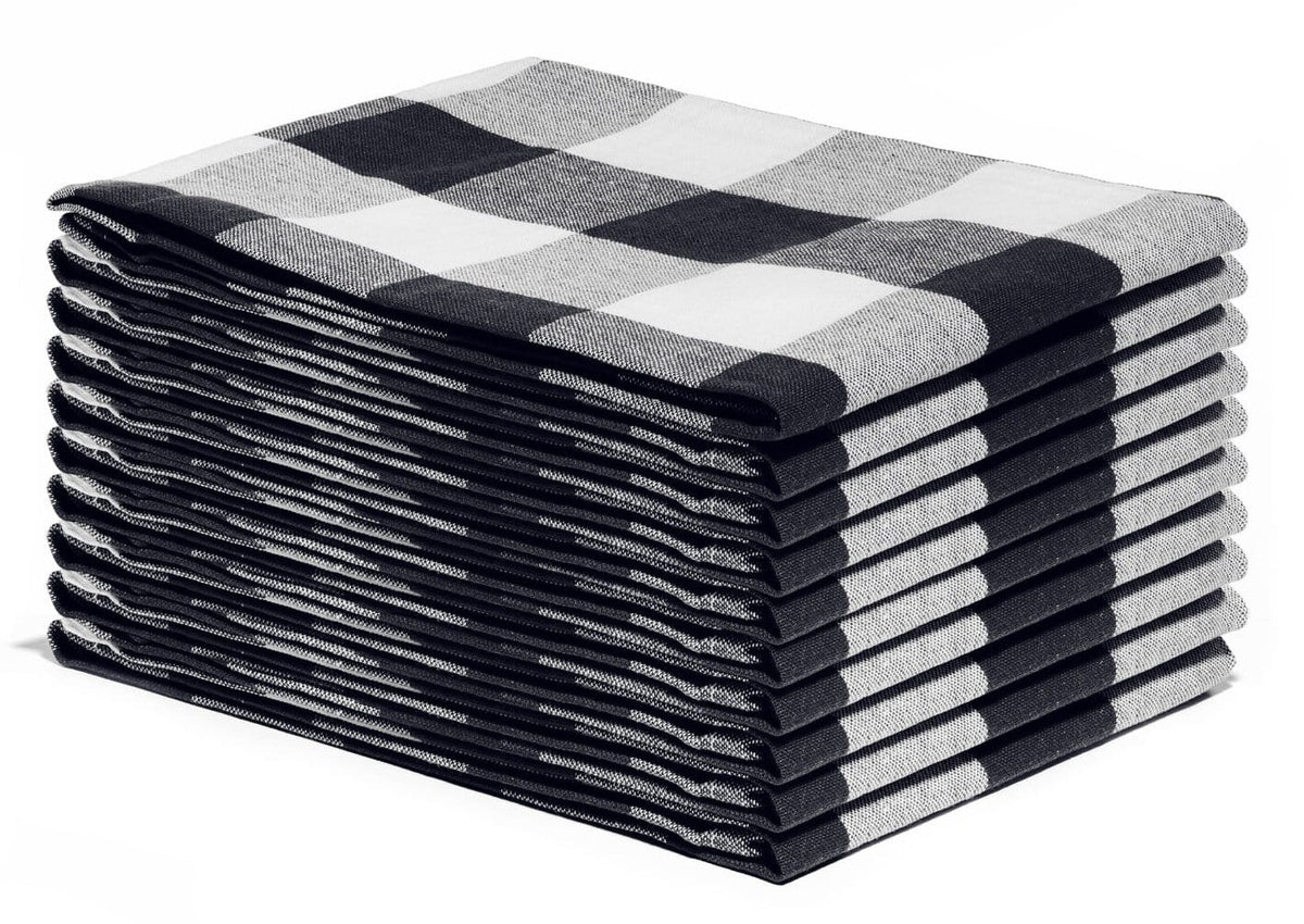 Plaid Kitchen Towels Set of 6 – 100% Organic Cotton, 20x28"