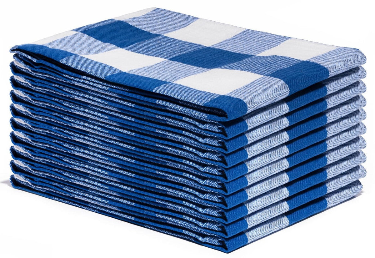 Plaid Kitchen Towels Set of 6 – 100% Organic Cotton, 20x28"