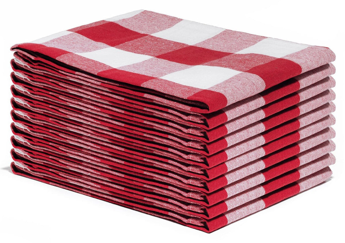 Plaid Kitchen Towels Set of 6 – 100% Organic Cotton, 20x28"