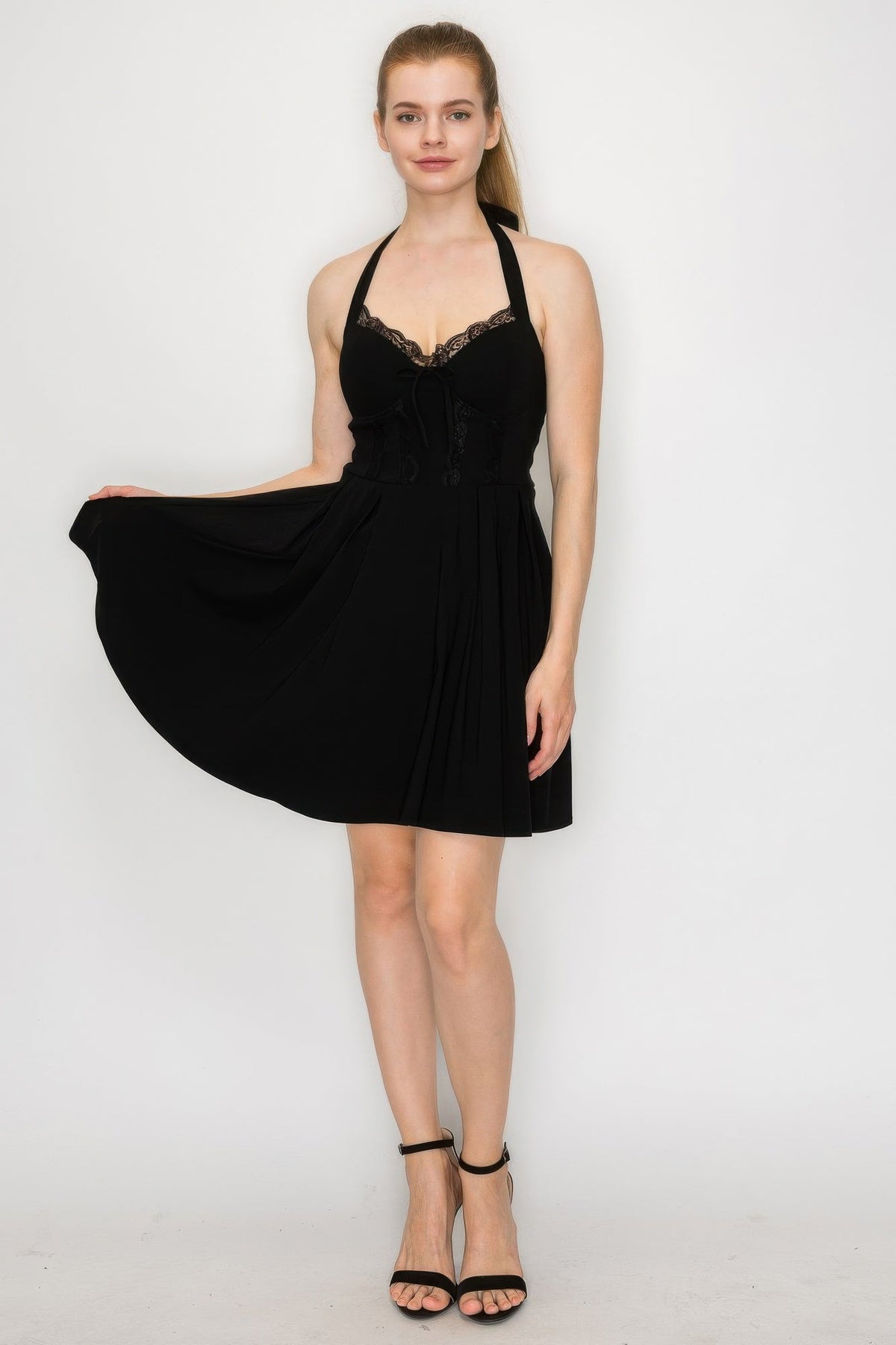 Corset Self-tie Ribbon Zippered Dress