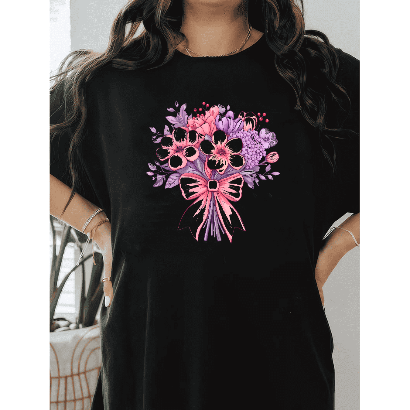 Casual Women's Cotton T-Shirt with Bow Detail - Trendy and Comfortable for Every Season